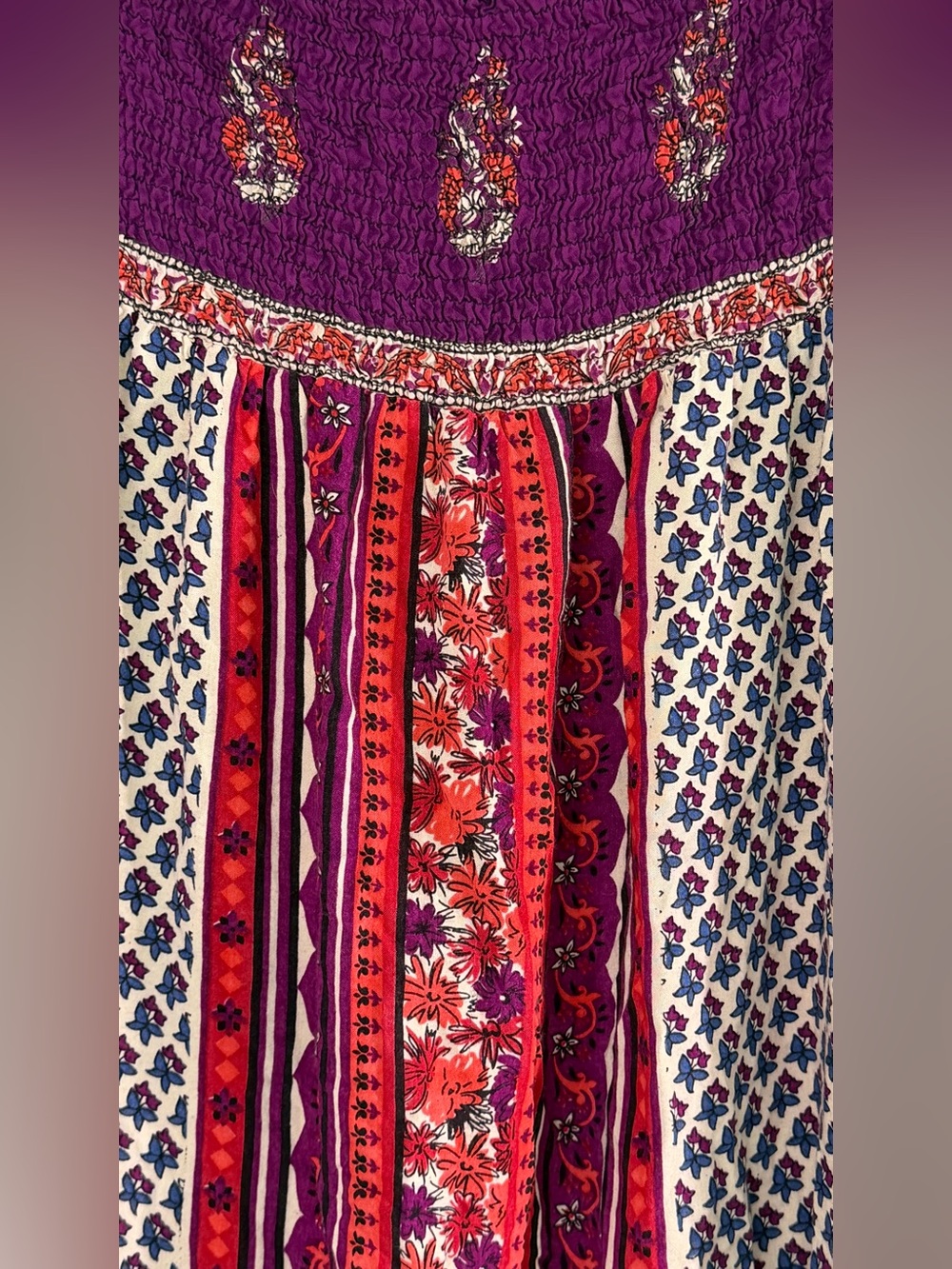 Angie Purple and Red Boho Maxi Skirt - Picture 2 of 16